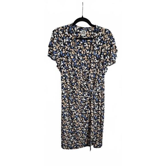 Anne Klein XL Floral Pattern Midi Wrap Dress with Short Butterfly Sleeves - Picture 13 of 13